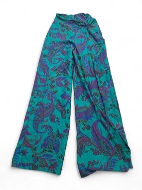 Ralph Lauren Purple Label Women’s Schmitt Paisley Silk Bohotai Wide Leg Pant 26”